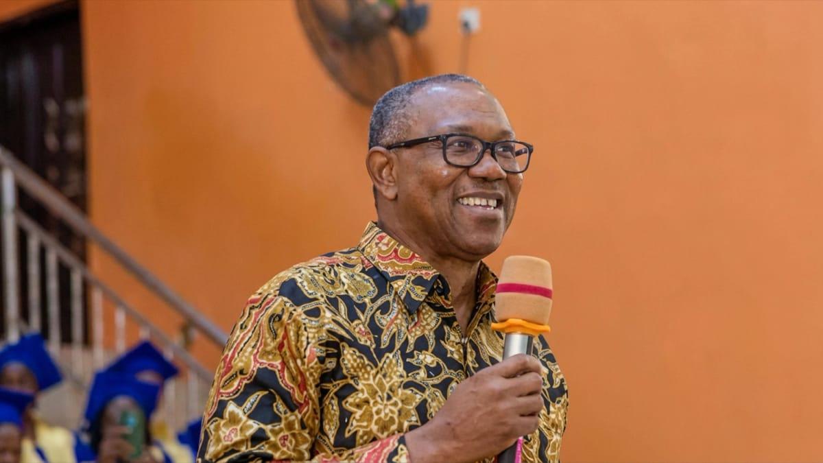 Peter Obi, presidential candidate of the Nigeria Democratic Congress (NDC), addressing the public.