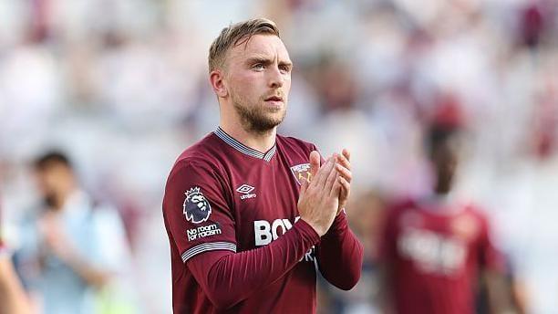 Jarrod Bowen gestures to supporters following West Ham's demotion from the Premier League.