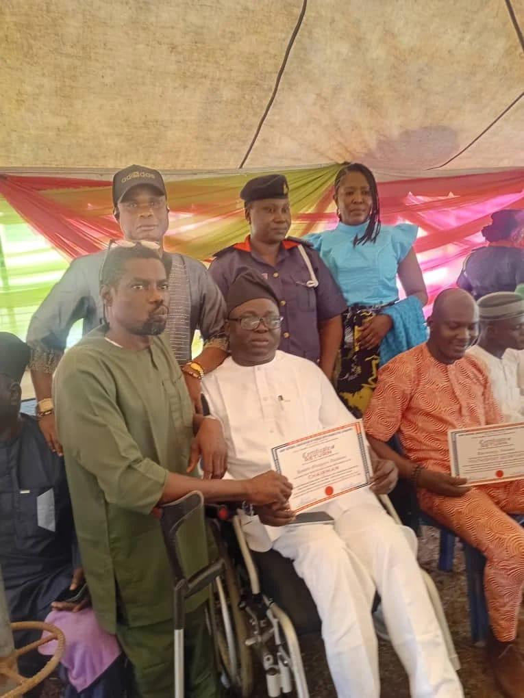 Mr Ayo Awobona and other officials of the Joint National Association of Persons with Disabilities in Ogun State.