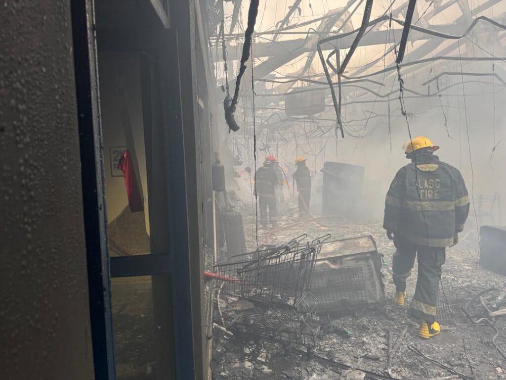 Aftermath of the fire at the supermarket