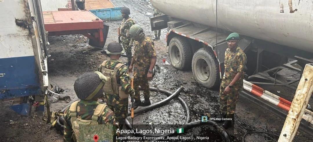 Recovered items, including trucks and a pumping machine, used for the illicit operation