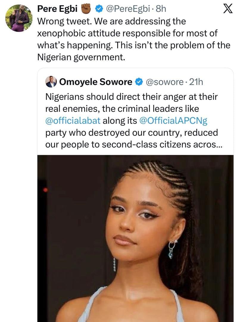 Xenophob!a: Deny Tyla and her team visas into Nigeria - BBNaija star, Pere, appeals to Nigeria Immigration Service