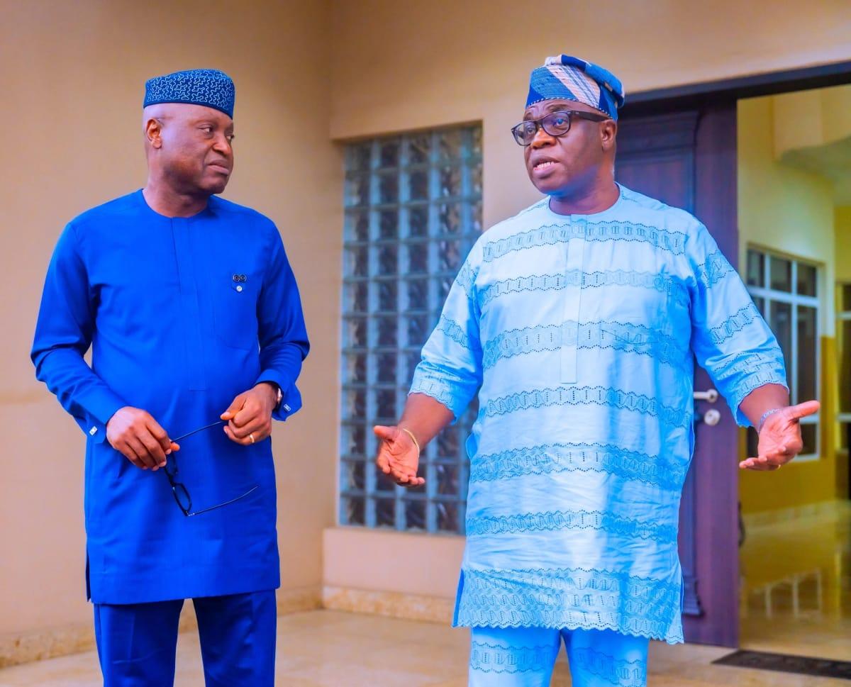 Governor Biodun Oyebanji and Dr. Wole Oluyede in a cordial meeting.