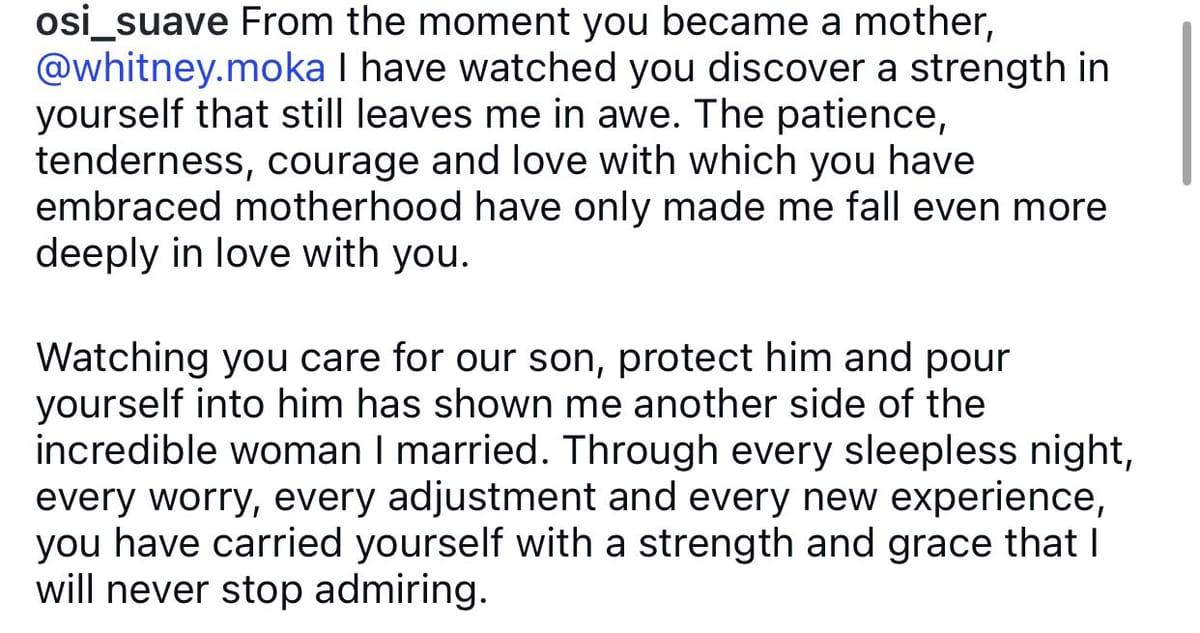 A heartwarming moment between Osi Suave and his wife, Whitney.