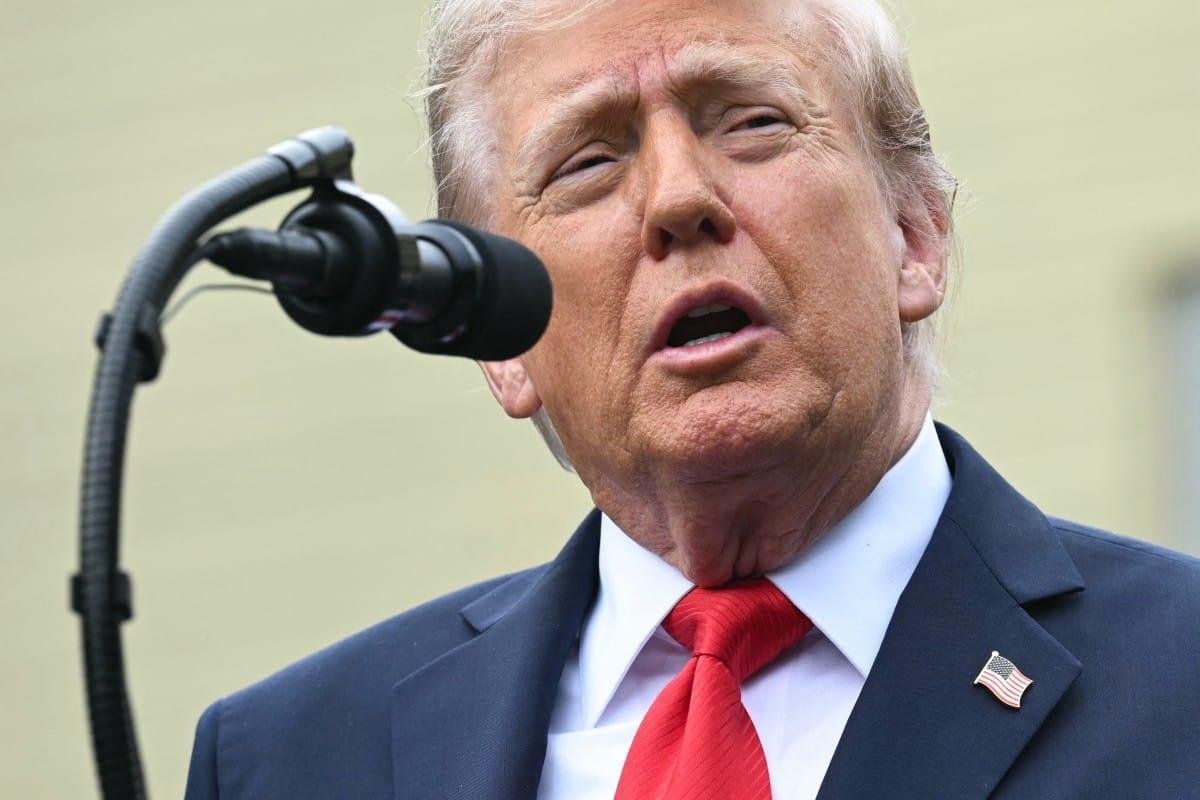 US President Donald Trump speaking at the National 9/11 Pentagon Memorial in Washington, DC, in September 2025.