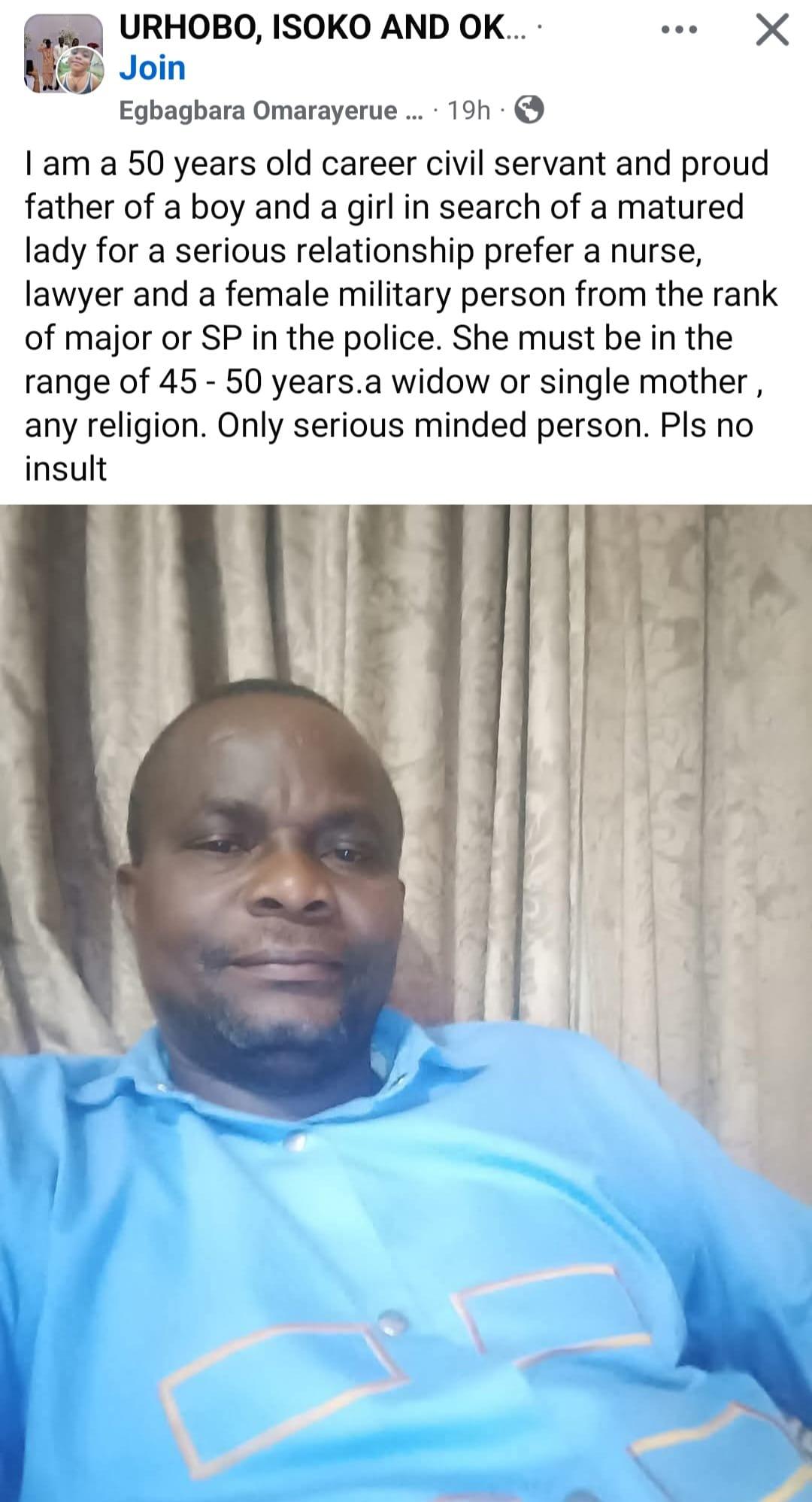 Single Father, 50, Details Professional Requirements for Future Wife