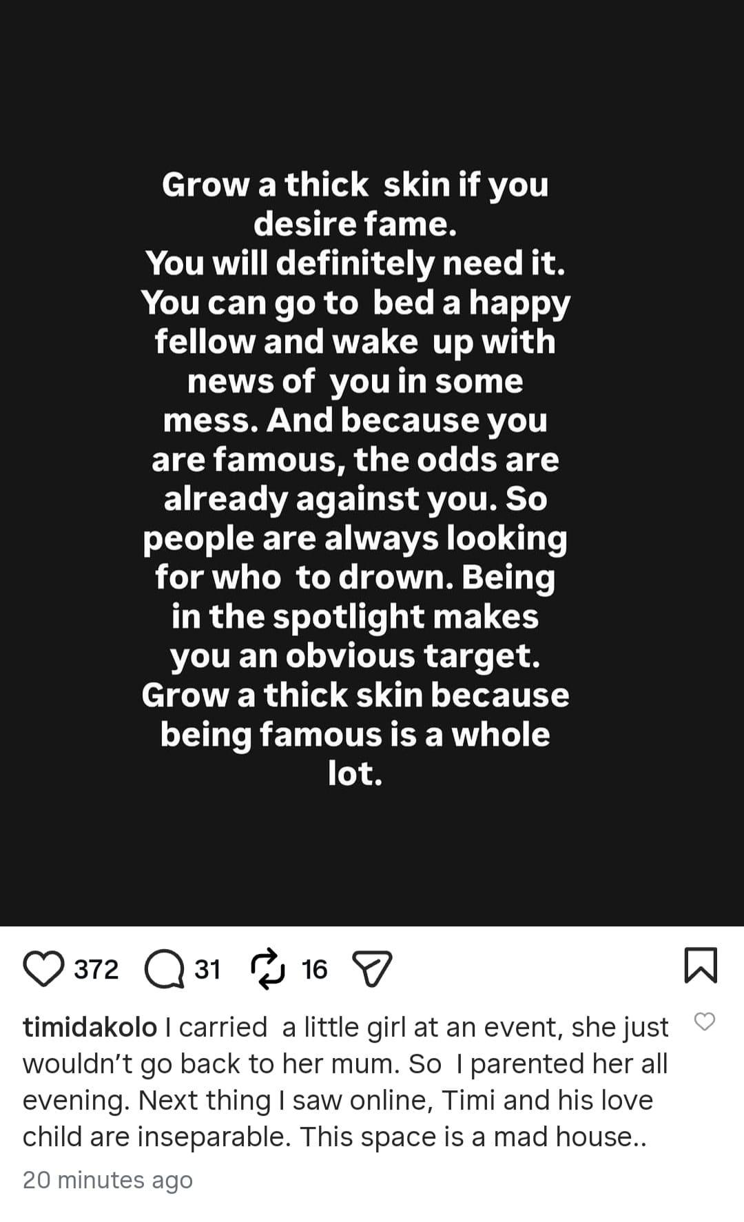 Nigerian singer Timi Dakolo, who shared his experience with fake news and offered advice on handling fame.