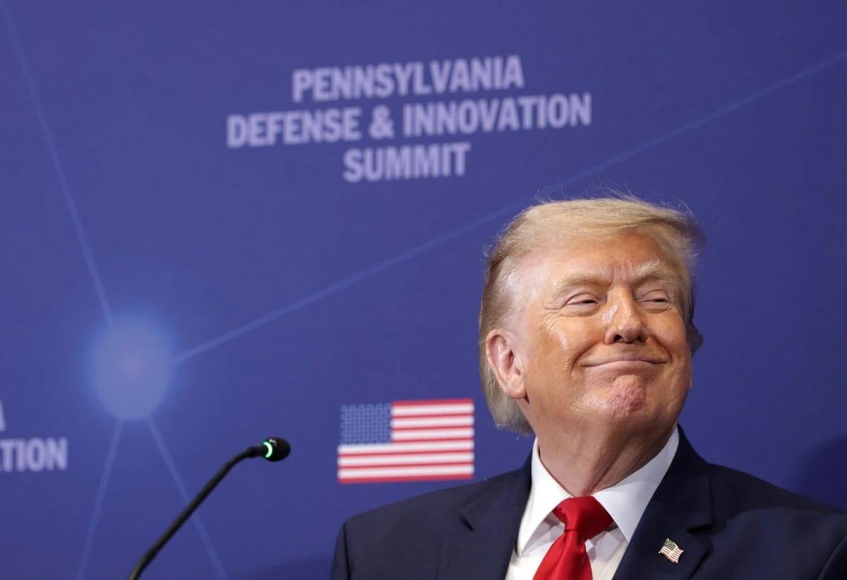 Former US President Donald Trump captured in a public appearance.