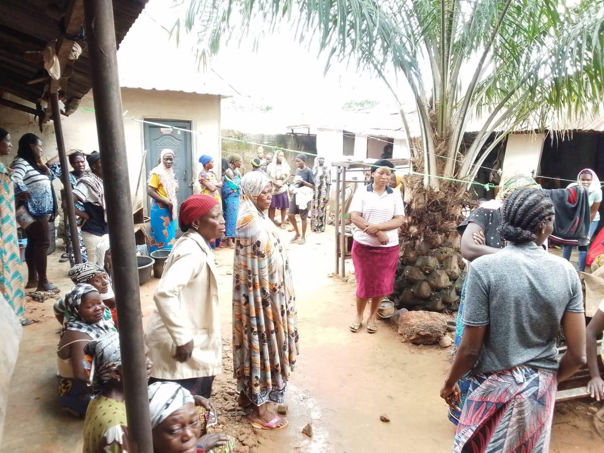 Local residents gather at the site of the unfortunate incident.