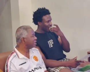 Chiwetalu Agu and Son Relive Classic Nollywood Scene with Patience Ozokwor