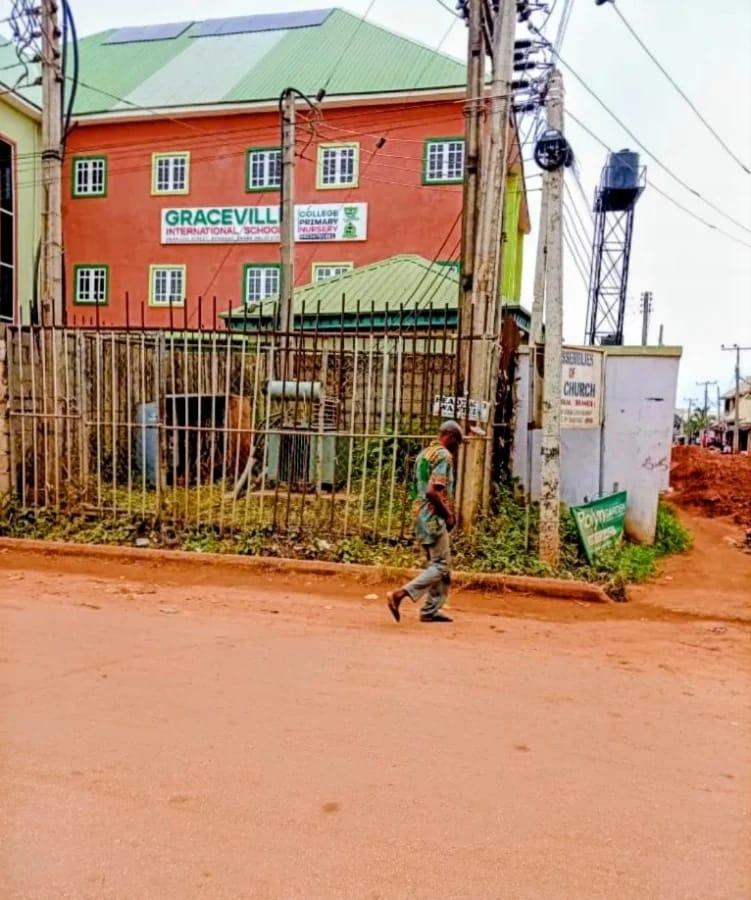 A faulty electricity transformer at Fear God Street, Ajaji Layout (Bonsaac), Asaba, which has left residents in darkness.