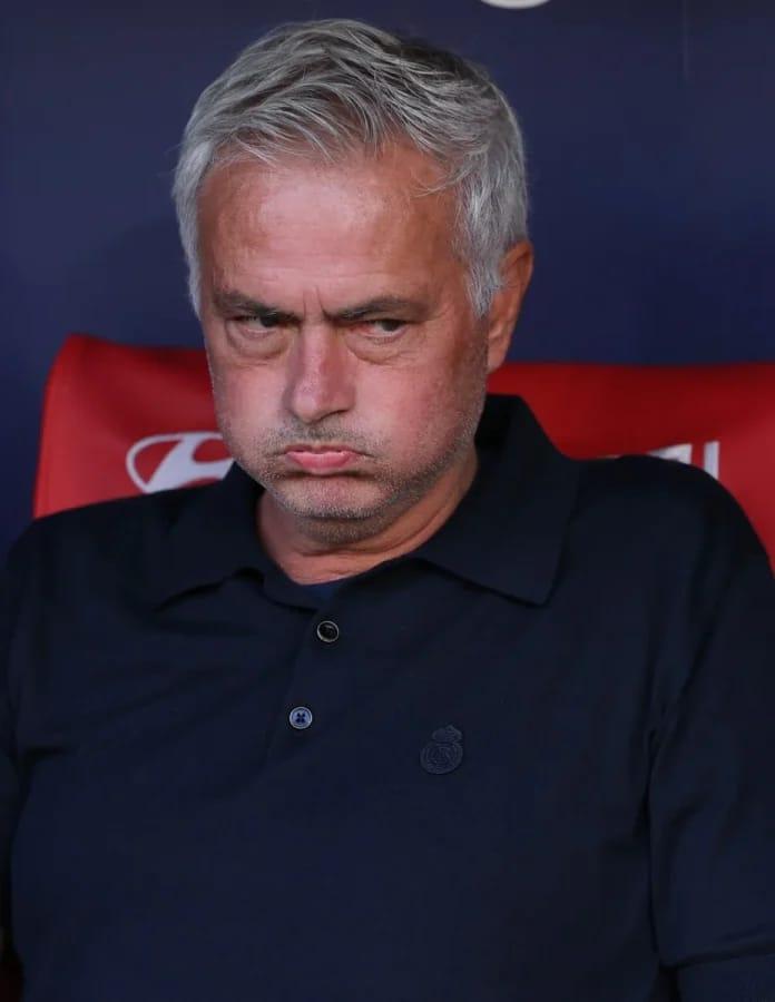 Jose Mourinho, Real Madrid's coach, reacting during a Spanish league match in Madrid.