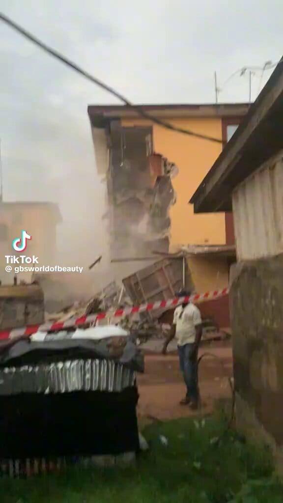 Demolition of old Jakande buildings is currently ongoing at Abesan Estate, Lagos