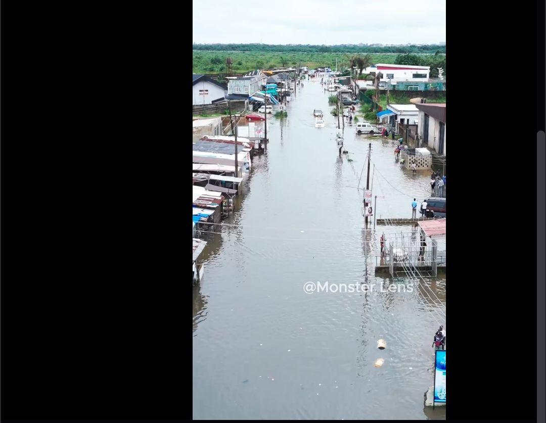 Drone Footage Reveals Scale of Flooding in Ogombo